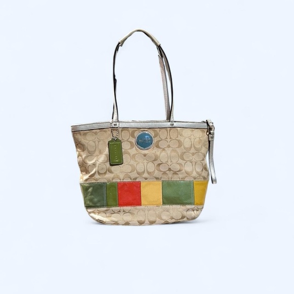 Coach Handbags - Coach Multicolor Patchwork Stripe Tote